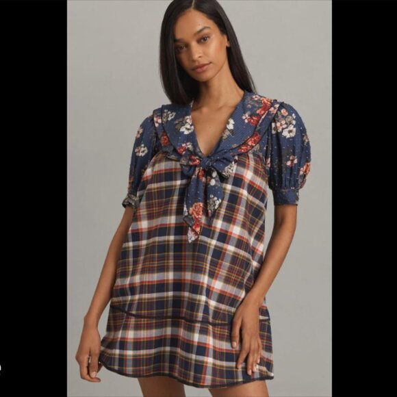 Brand New Pilcro Short-Sleeve Bow-Front Tunic Mini Dress - Picture 4 of 10